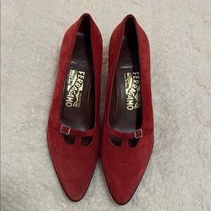 Salvatore Ferragamo Red Suede Heels
